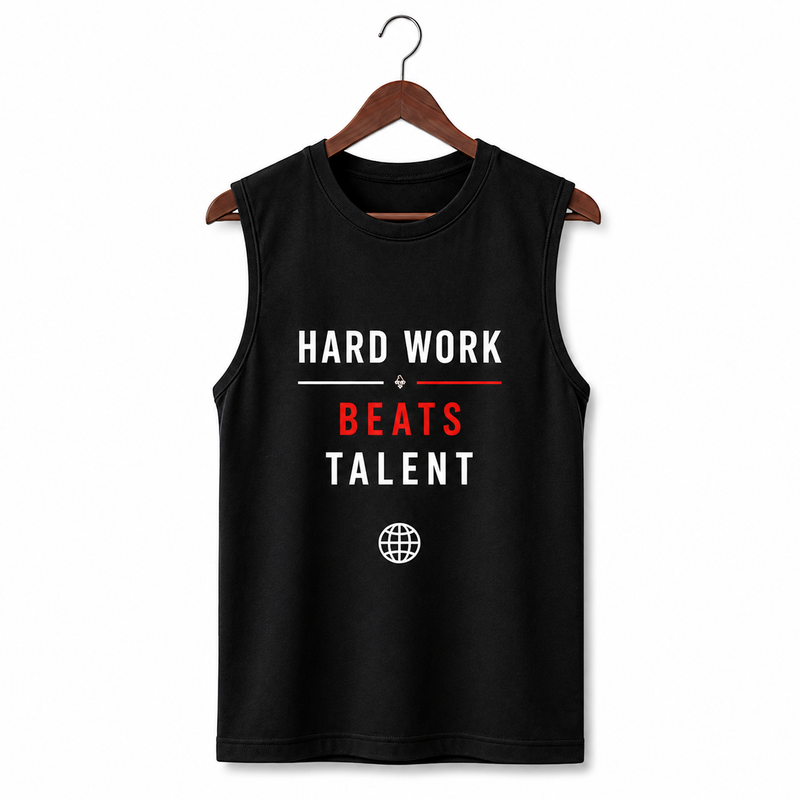 Hard Work Beats Talent Black Men's Graphic Tank Top