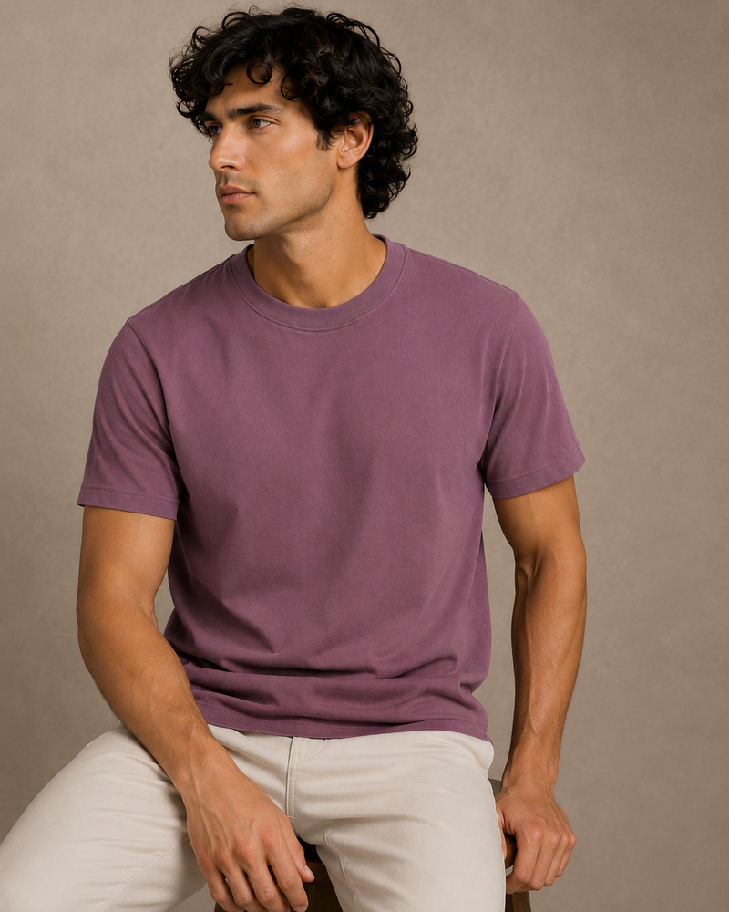 Softcore Men's Premium Mauve Classic Fit Solid T-Shirt