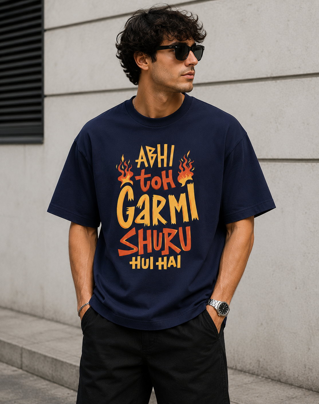 Heat Mode On Oversized Graphic T-Shirt for Men