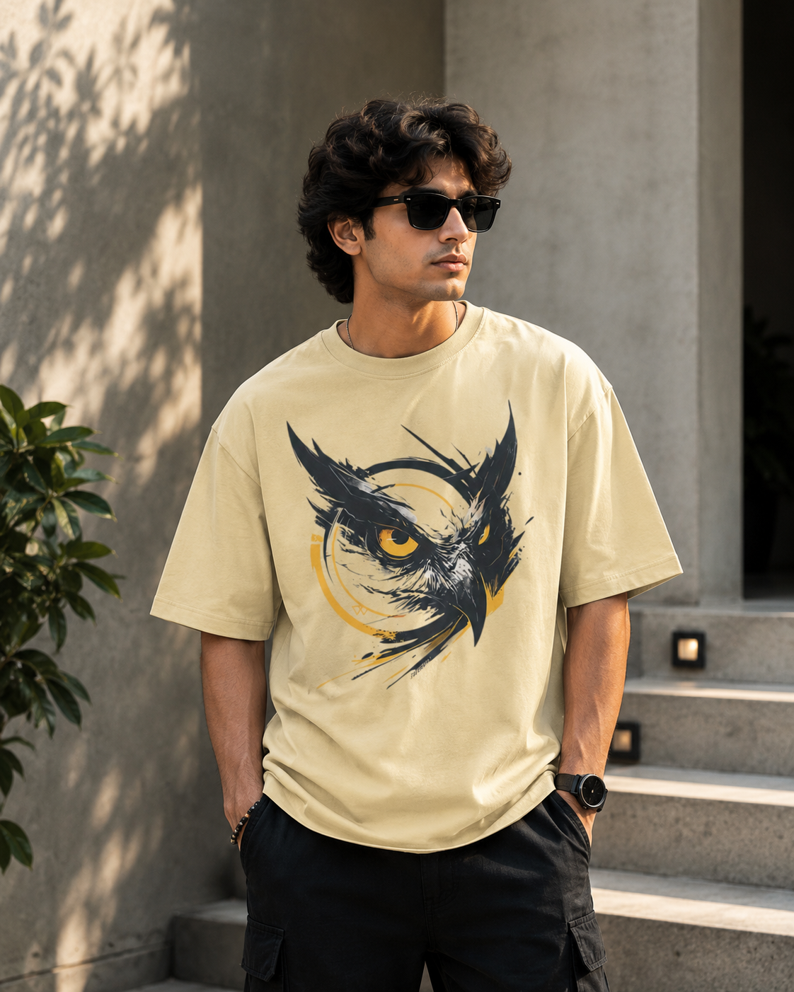 Night Vision Oversized Graphic T-Shirt for Men