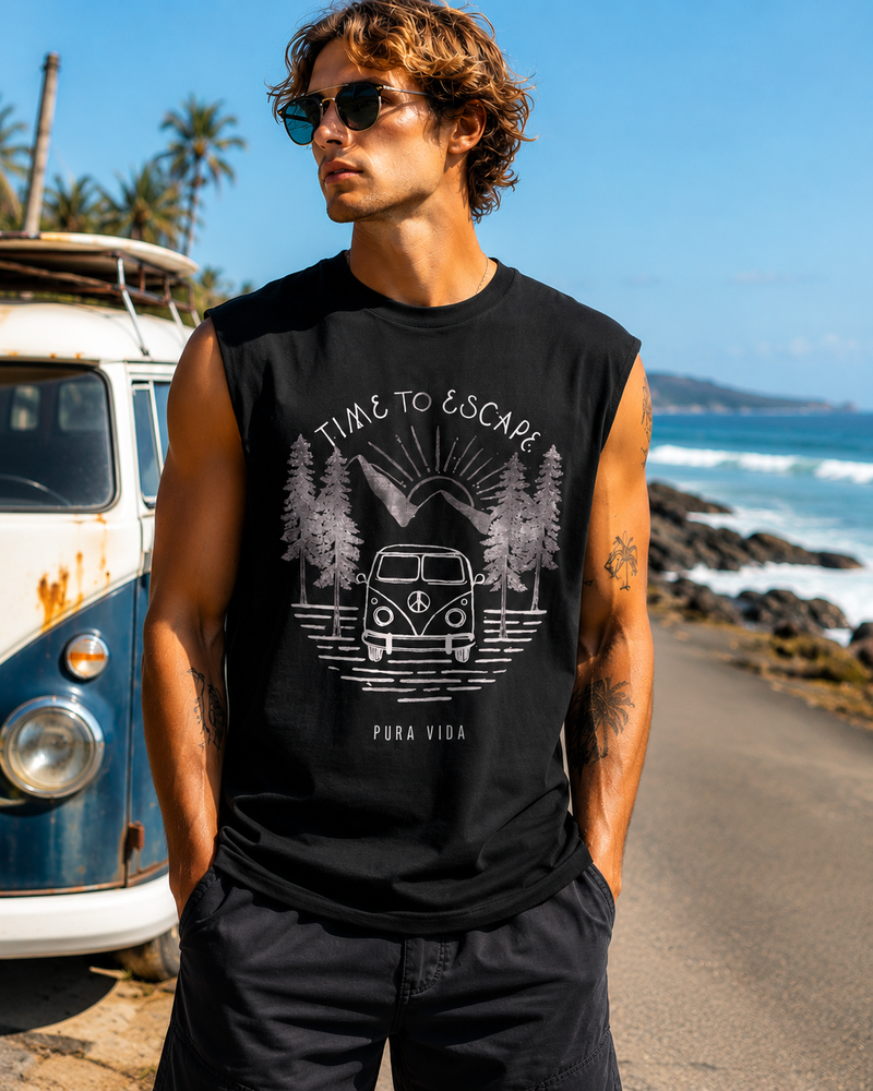 Time to Escape Black Tank Top