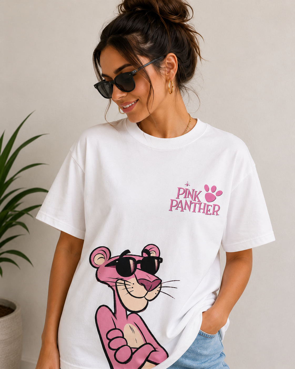 Women Trendy Panther Cartoon Graphic T-Shirt