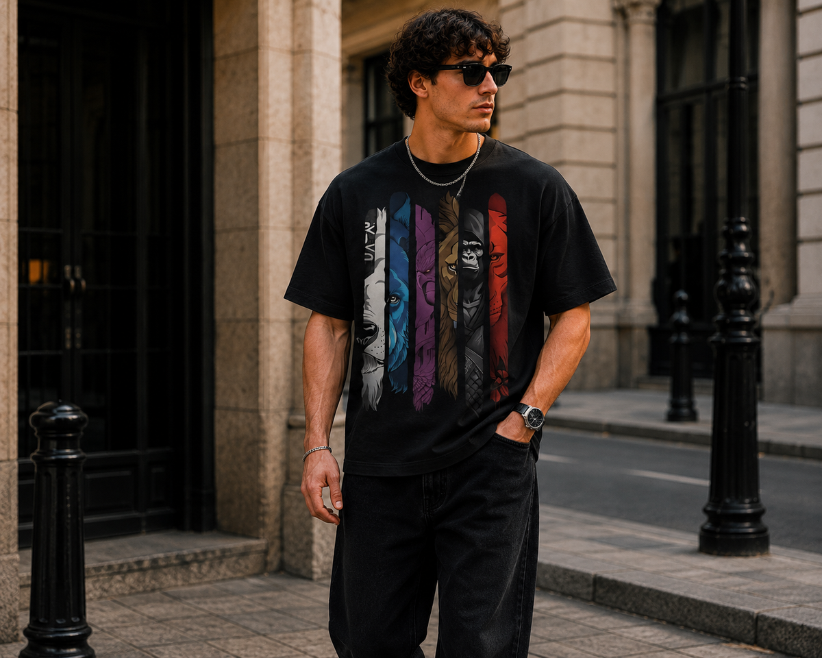 Primal Legends Oversized Graphic T-Shirt for Men