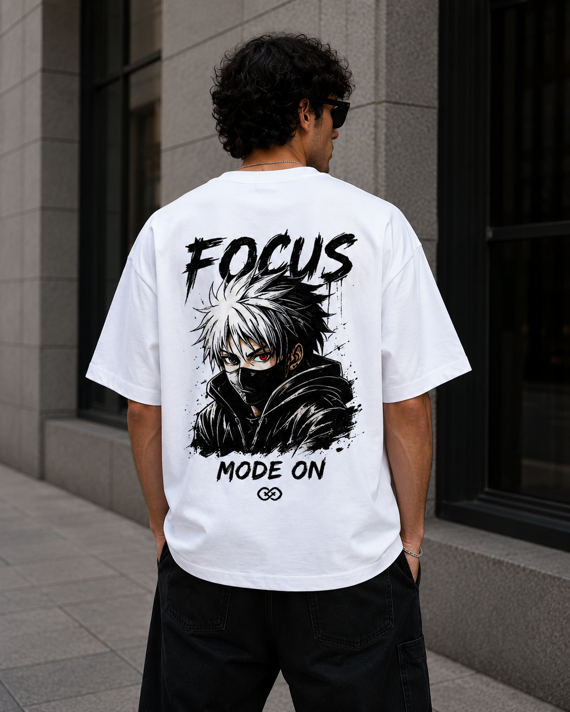 Focus Mode On Oversized Graphic T-Shirt for Men