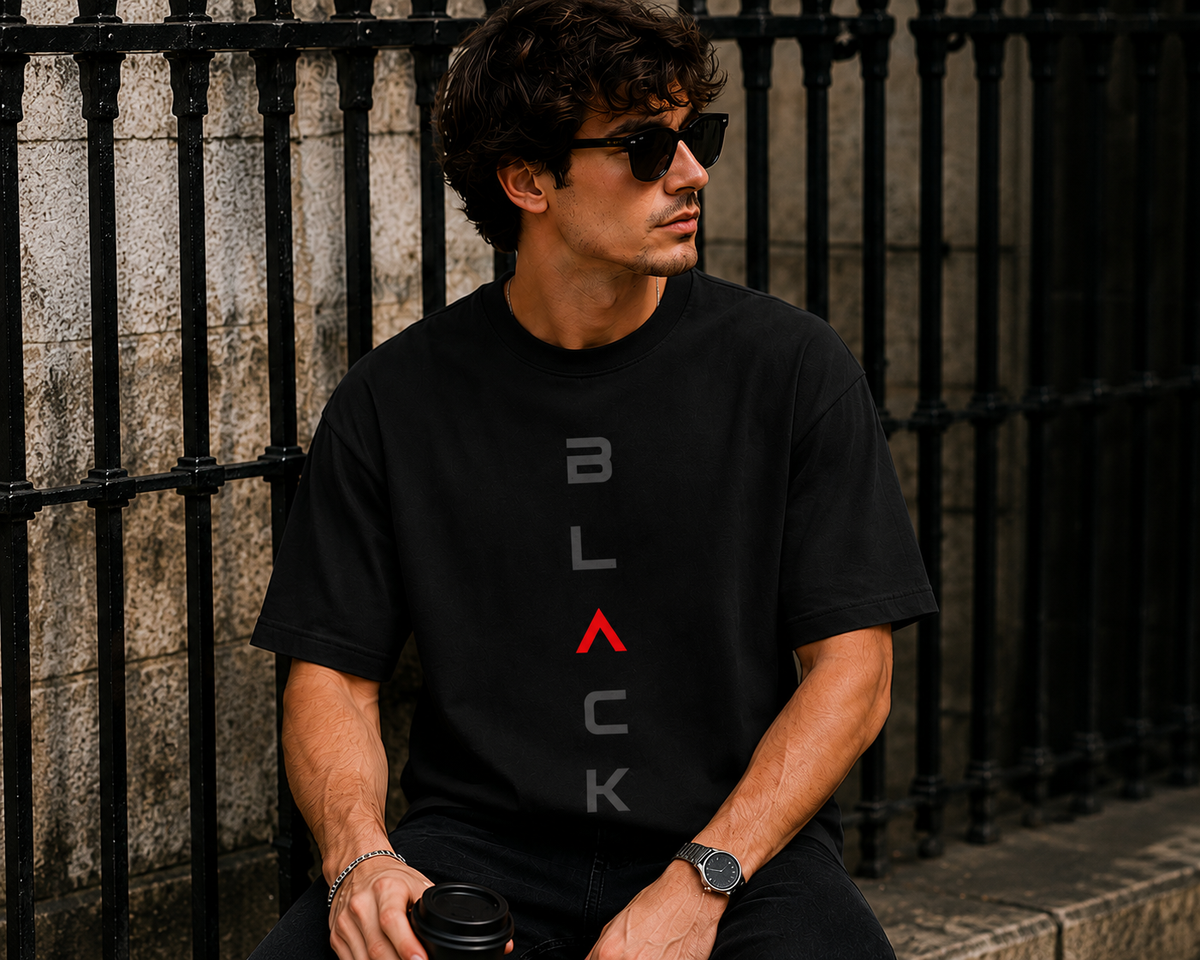 Black Code Oversized Graphic T-Shirt for Men