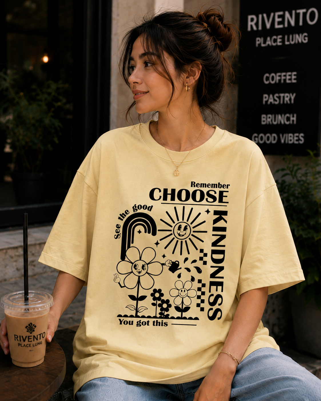 Women Choose Kindness Graphic Oversized T-Shirt