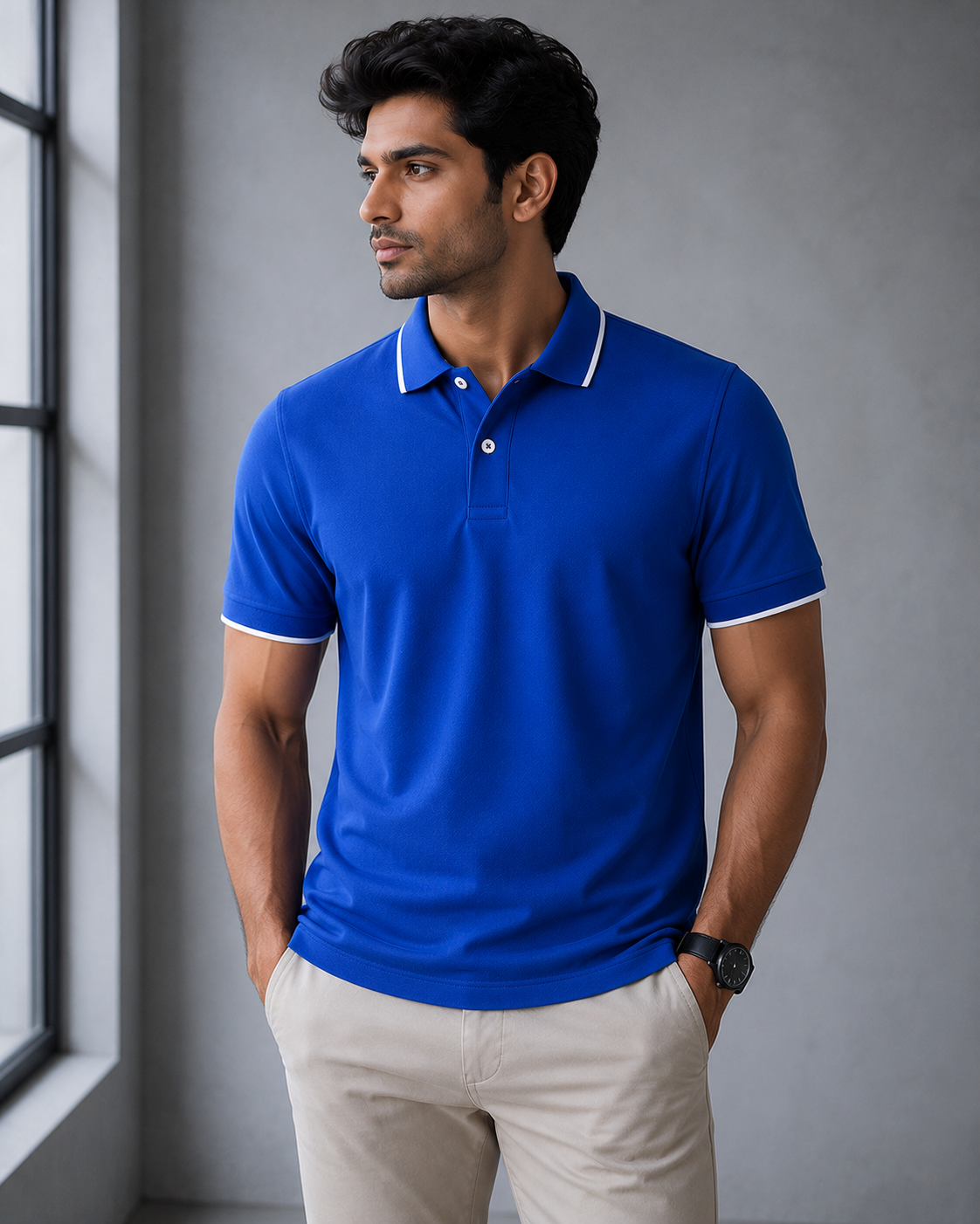 Elite Men Classic Fit Royal Blue Polo T-Shirt