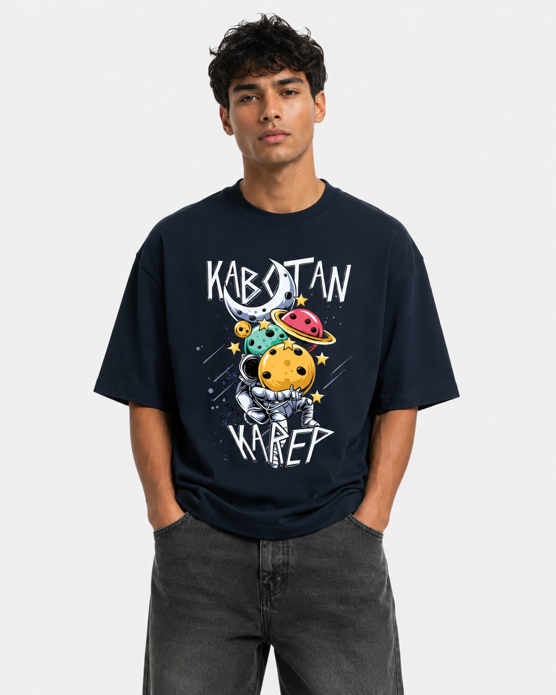 Cosmic Explorer Oversized Graphic T-Shirt for Men