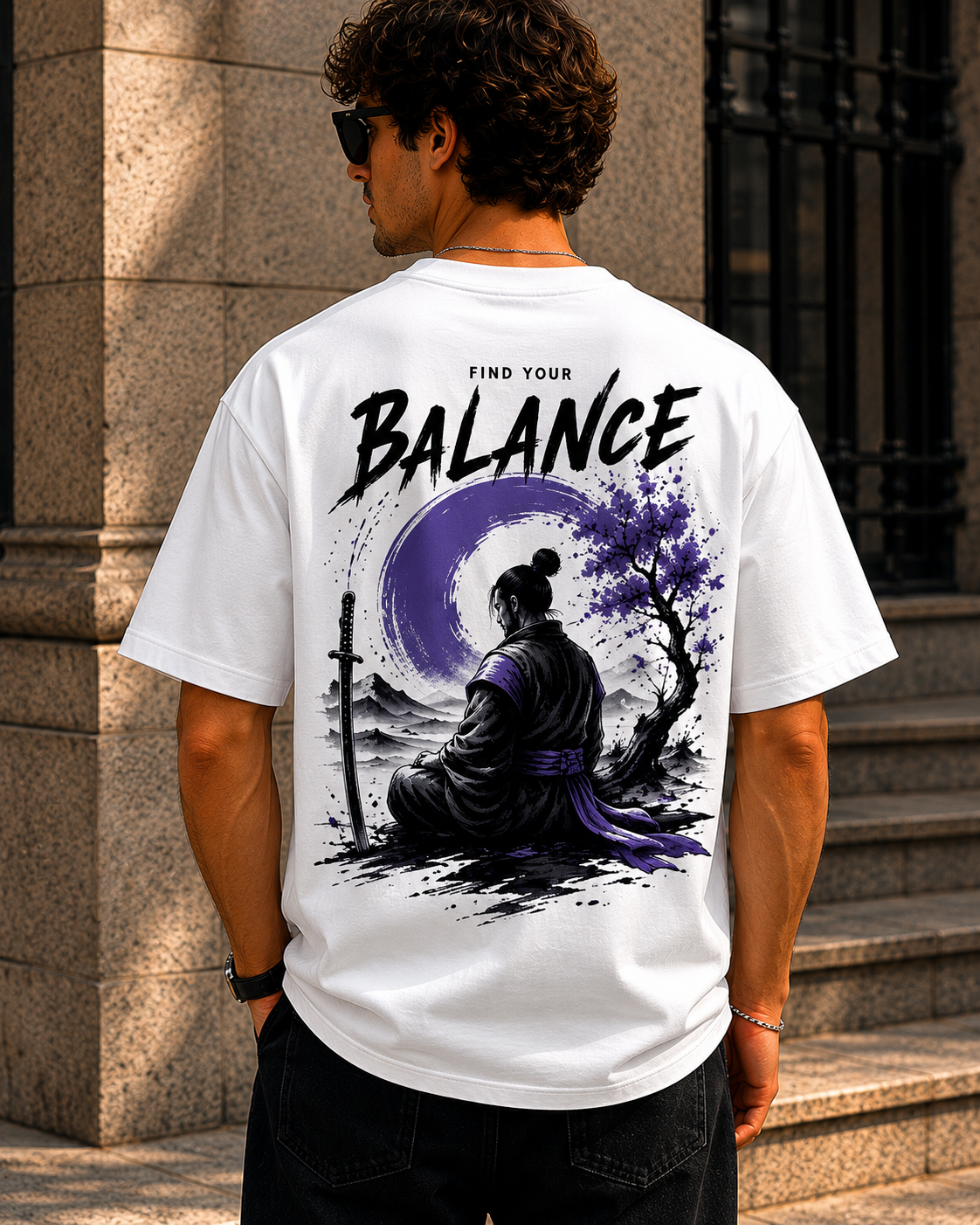 Find Your Balance Oversized Graphic T-Shirt for Men
