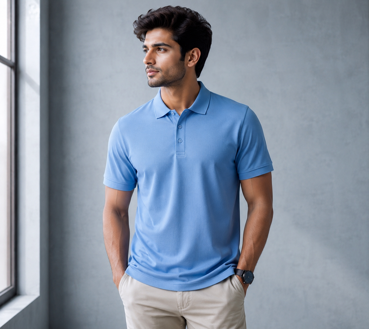 Signature Men Classic Fit Ocean Blue Polo T-Shirt