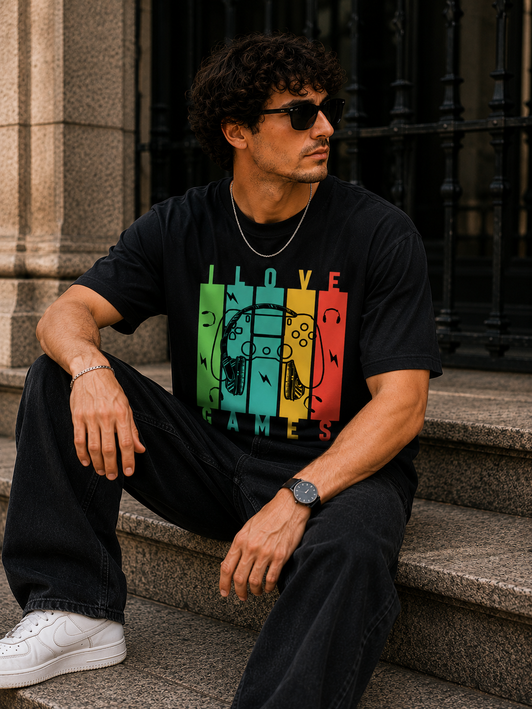 Rise and Conquer Oversized Graphic T-Shirt for Men