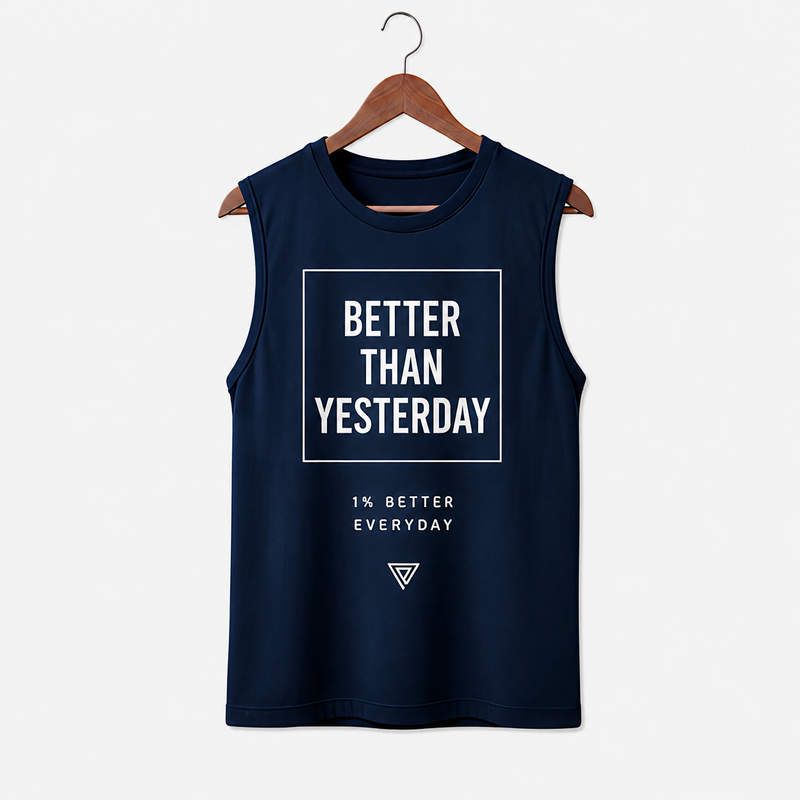 Better Than Yesterday Navy Blue Men's Graphic Tank Top