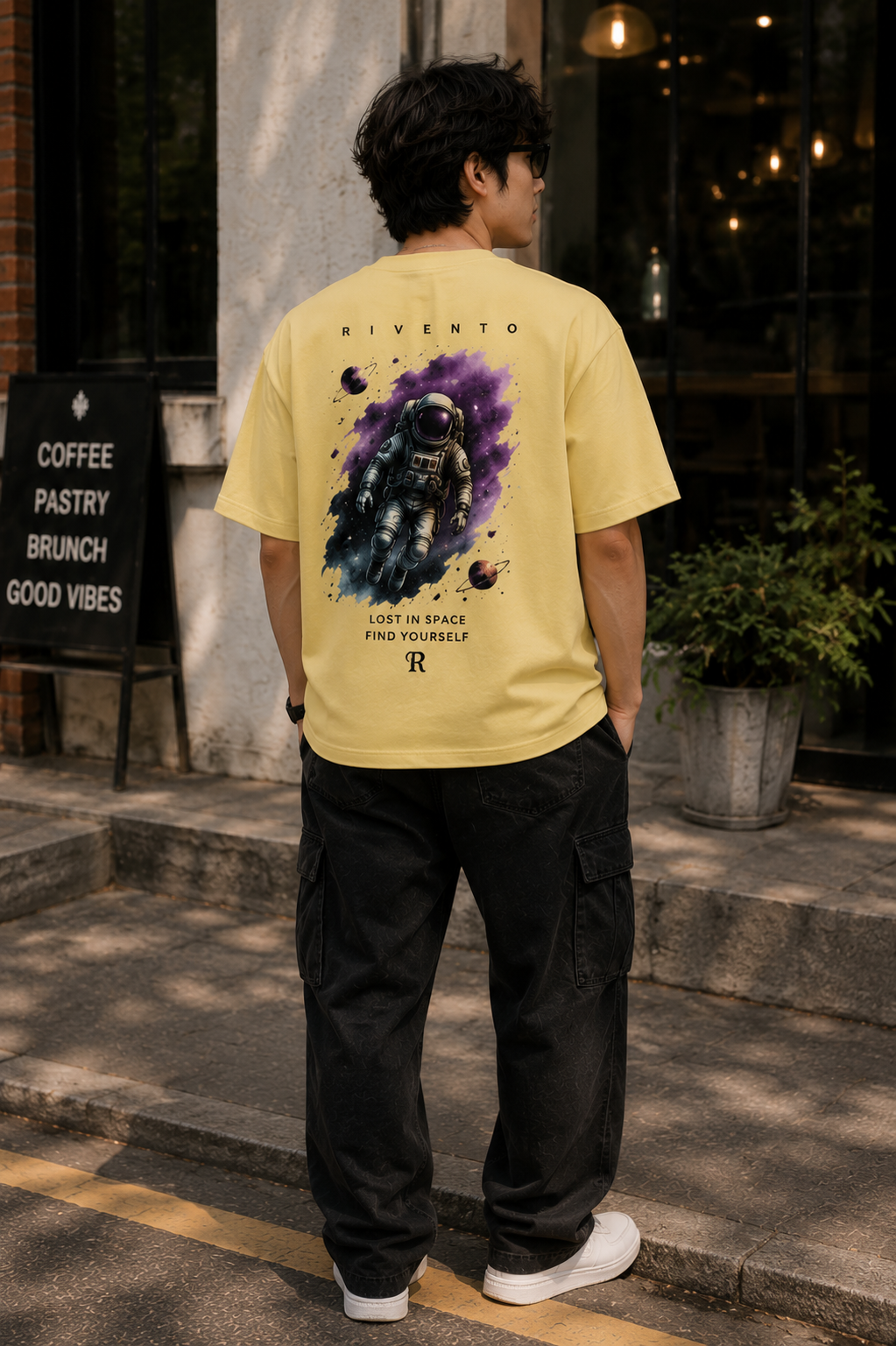 Cosmic Wanderer Oversized Graphic T-Shirt for Men