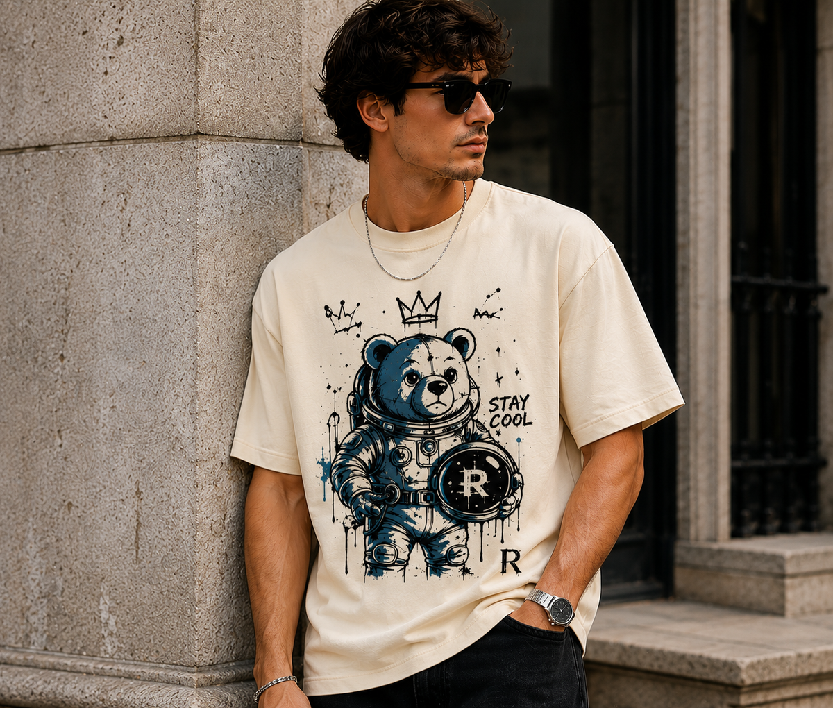 Cosmic Cub Oversized Graphic T-Shirt for Men