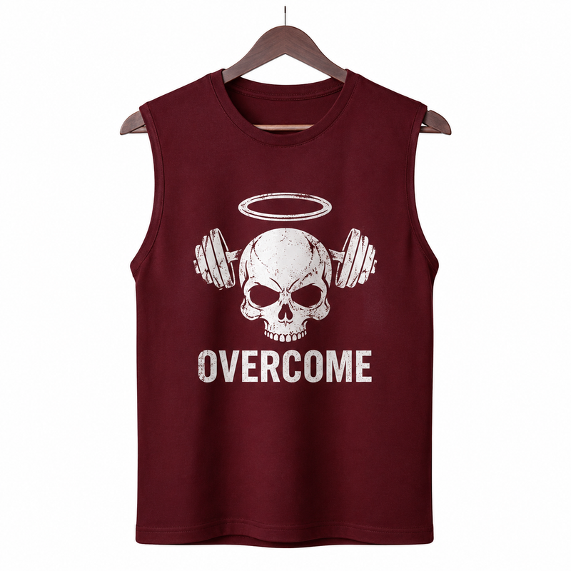 Overcome Maroon Men's Graphic Tank Top
