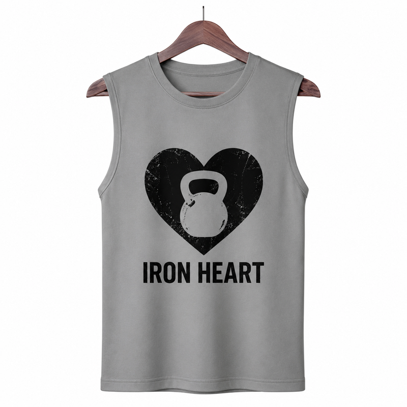 Iron Heart Grey Heather Men's Graphic Tank Top