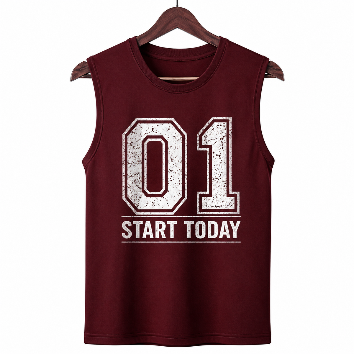 01 Start Today Maroon Men's Graphic Tank Top