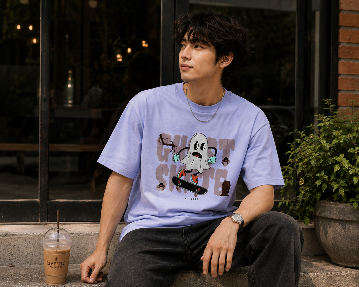 Ghost Grind Oversized Graphic T-Shirt for Men