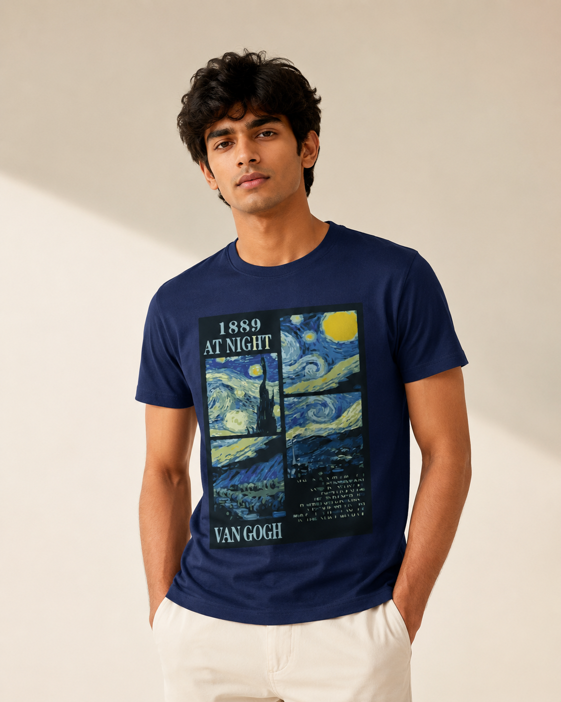 Van Gogh Starry Night Art Print Men Classic Fit T-Shirt