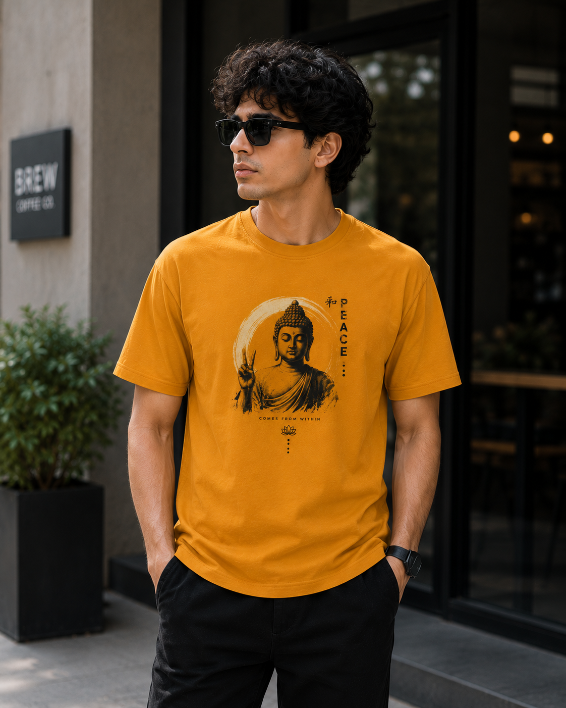Vintage Buddha Yellow Men's Classic Fit T-Shirt