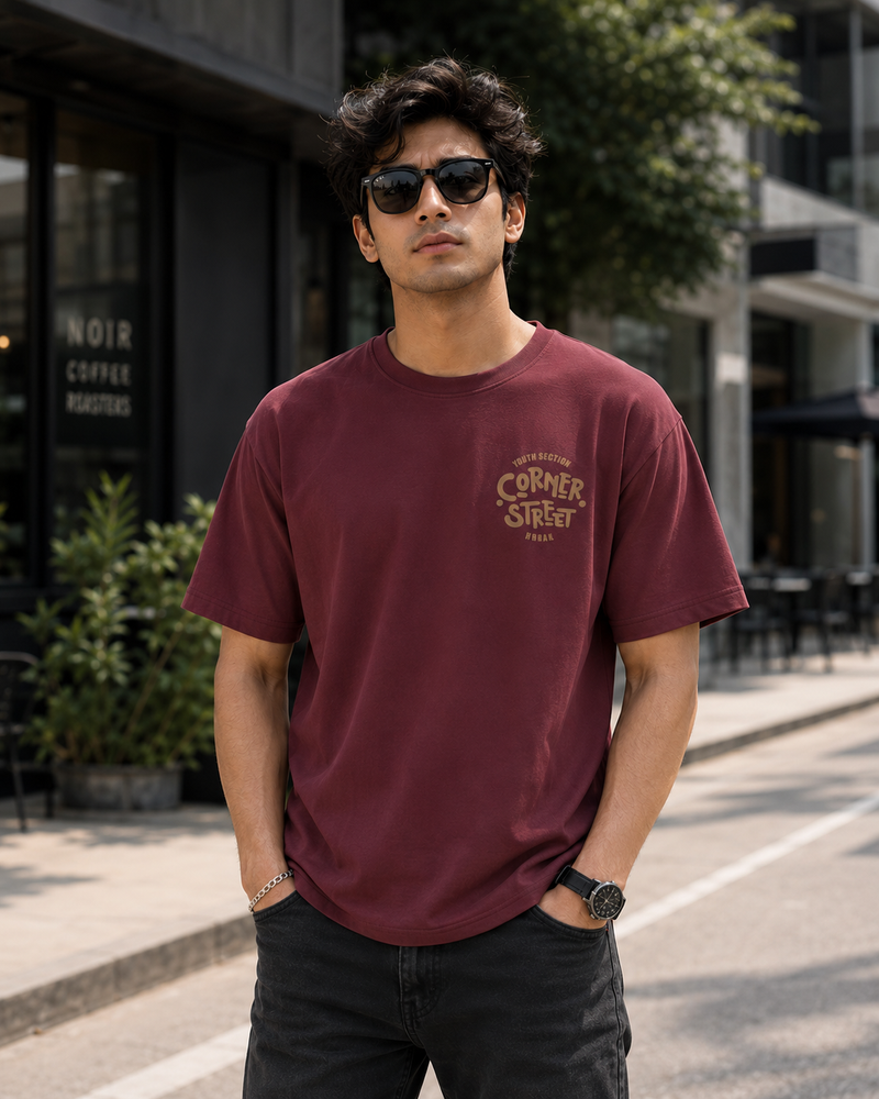 Corner Street Maroon Men's Classic Fit T-Shirt