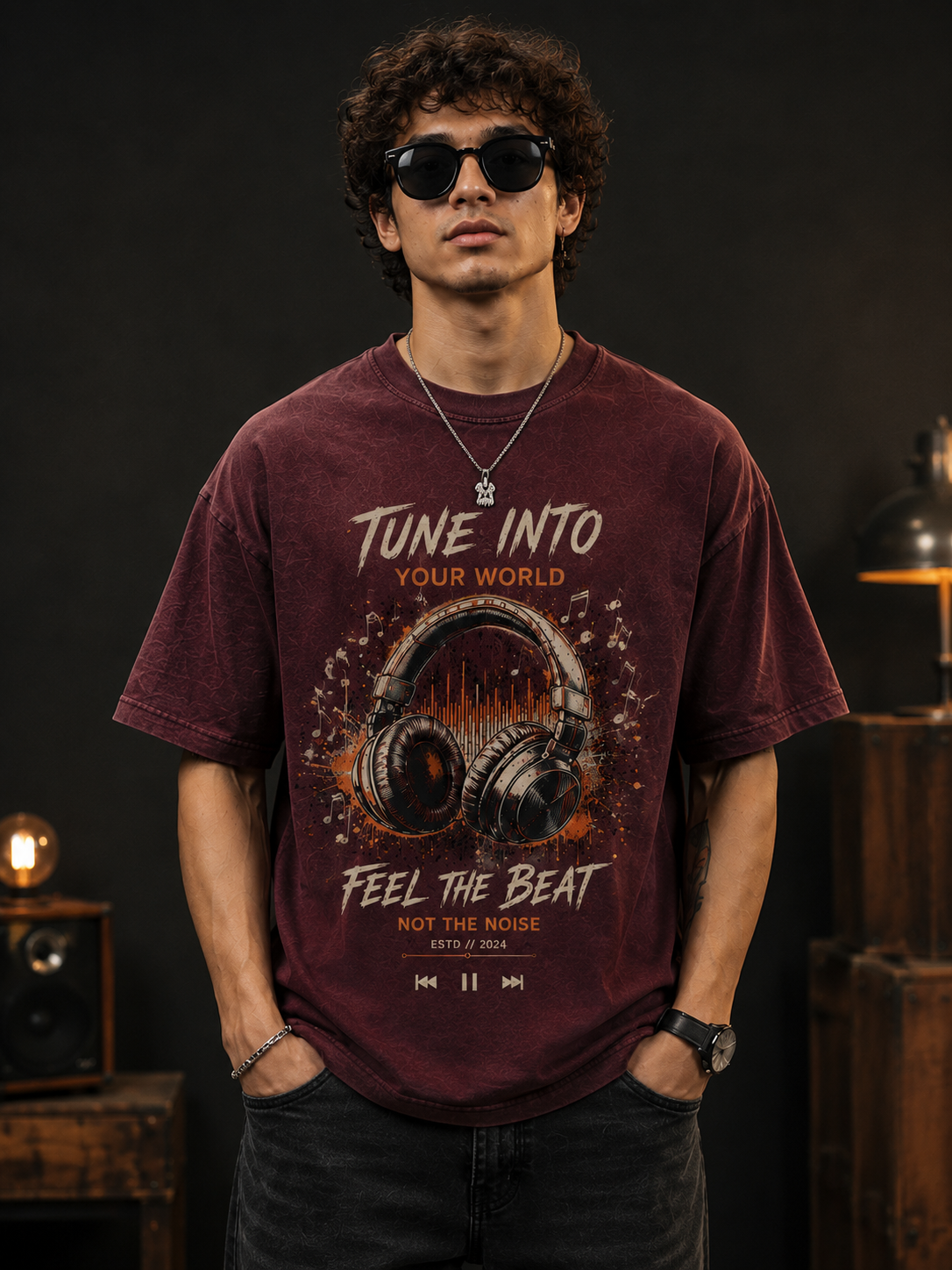 Feel The Beat Oversized Graphic T-Shirt