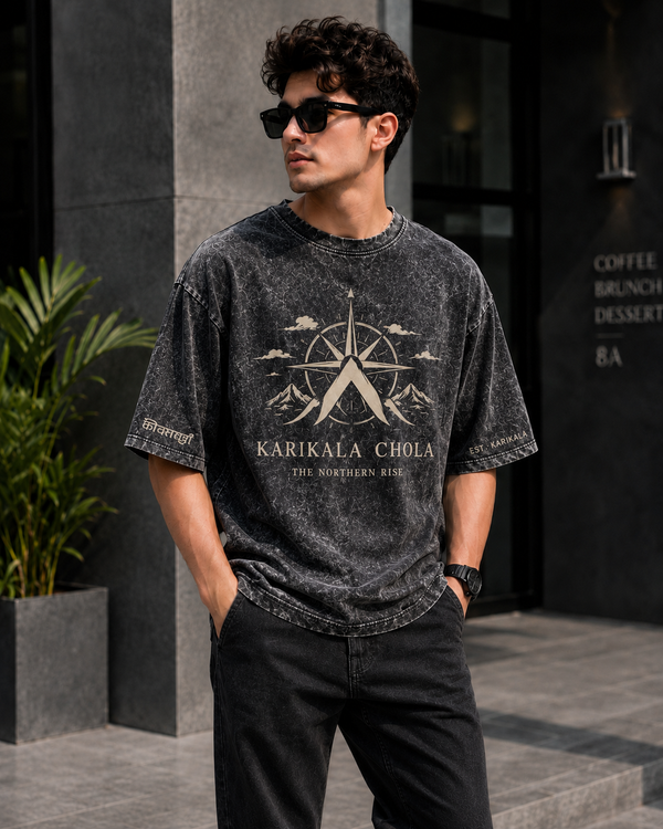 Karikala Chola Heritage Black Oversized T-Shirt