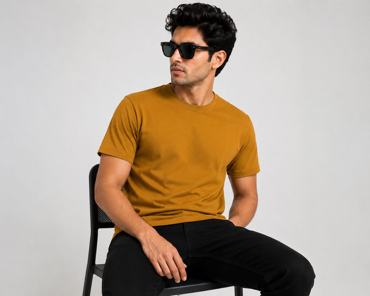 Mustard Yellow Premium Solid Classic Fit T-Shirt