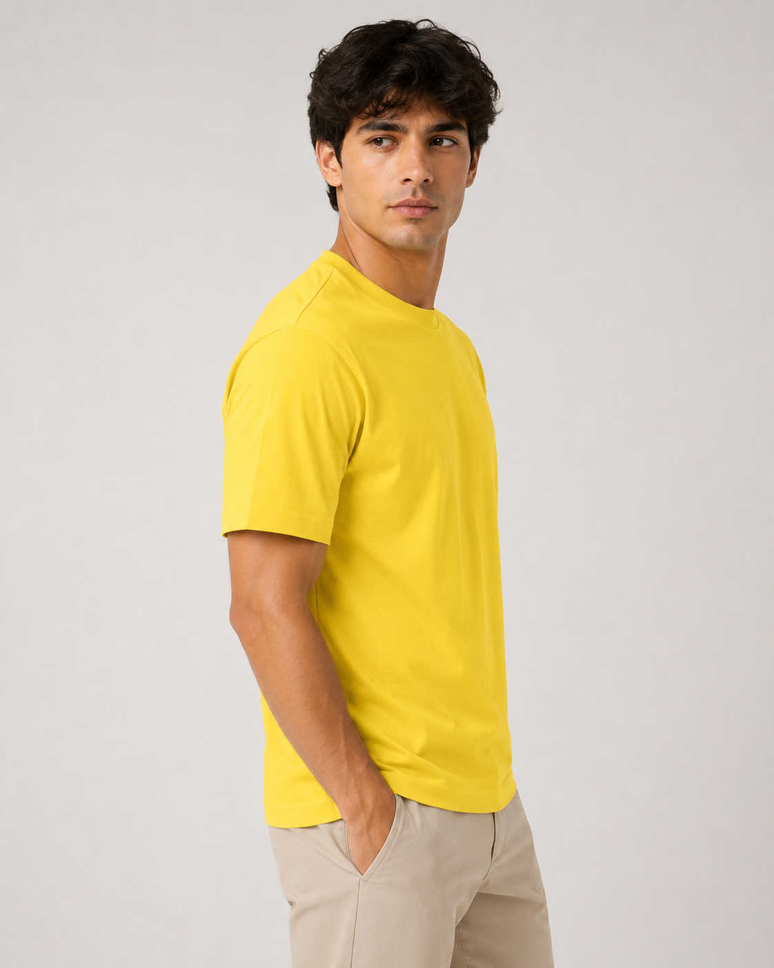 New Yellow Premium Solid Classic Fit T-Shirt