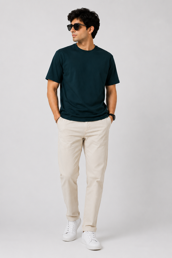 Petrol Blue Premium Solid Classic Fit T-Shirt