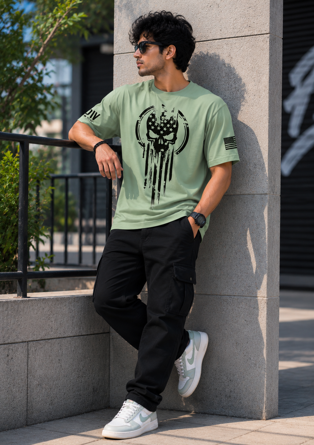 Skull Emblem Sage Men's Classic Fit T-Shirt