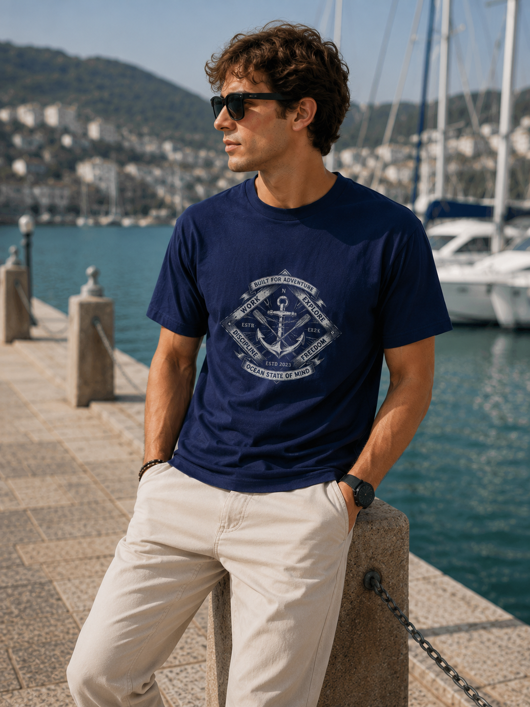 Royal Anchor Navy Blue Men's Classic Fit T-Shirt
