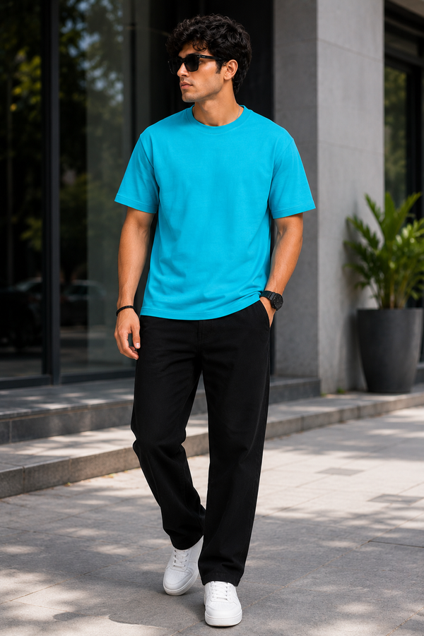 Turquoise Blue Premium Solid Classic Fit T-Shirt