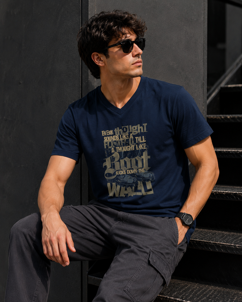 Motivational Quote Navy Blue Men's Classic Fit V-Neck T-Shirt