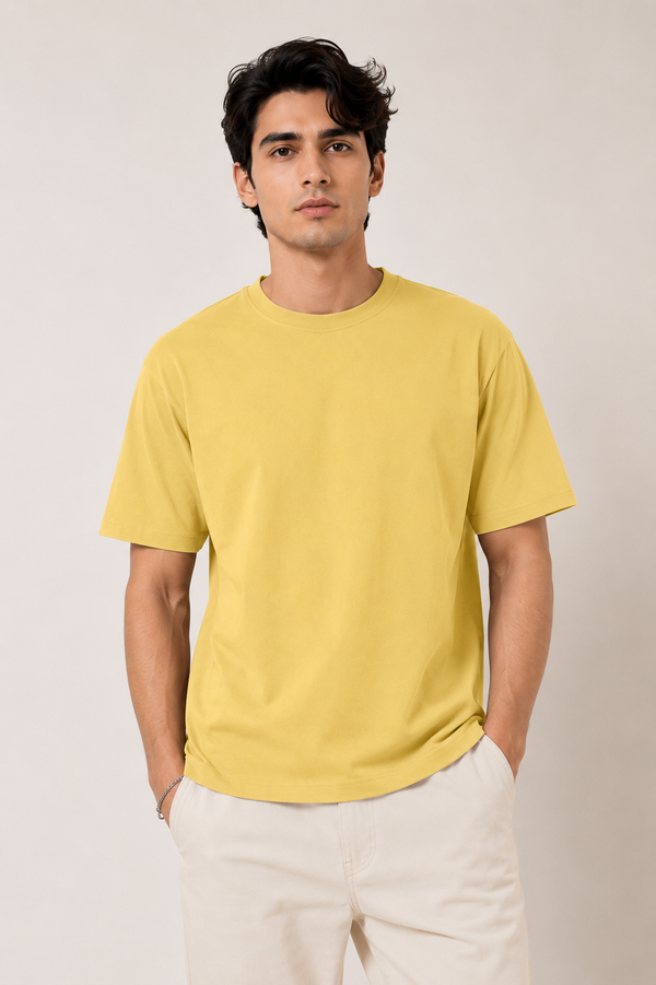 Yellow Premium Solid Classic Fit Tshirt