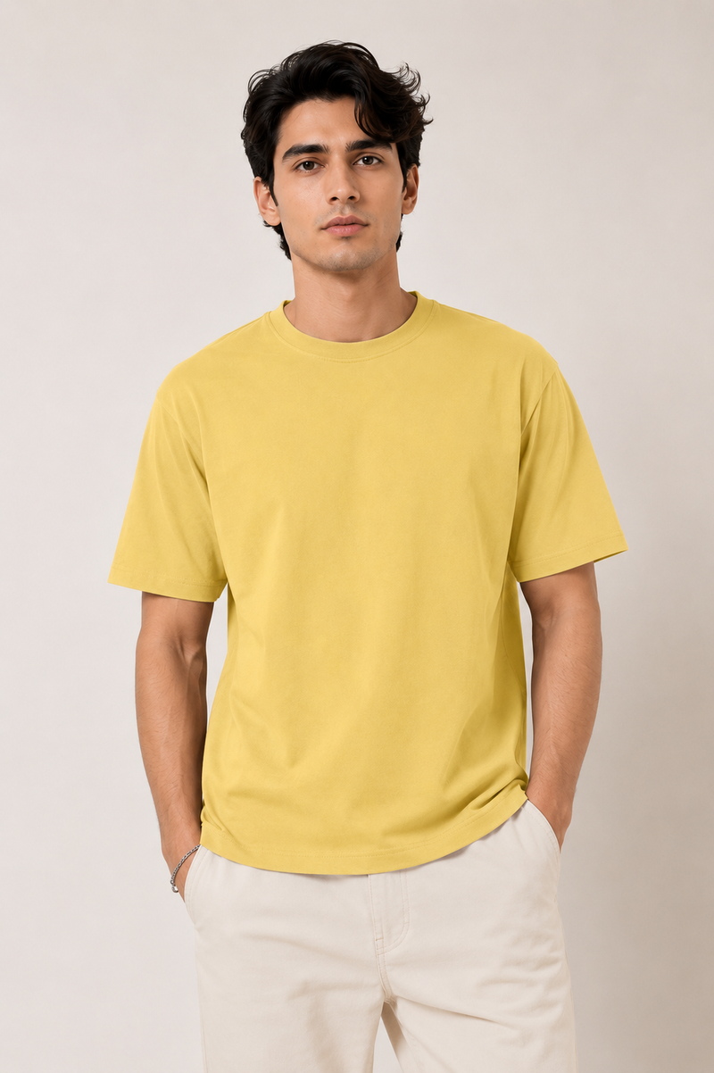 Yellow Premium Solid Classic Fit Tshirt