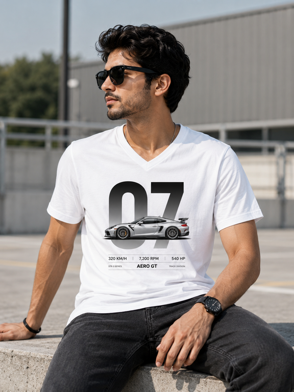 Vintage 07 White Men's Classic Fit V-Neck T-Shirt