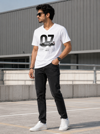 Vintage 07 White Men's Classic Fit V-Neck T-Shirt