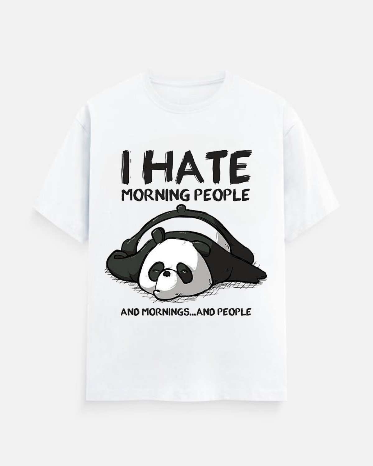 I Hate Morning Panda Graphic Oversized T-Shirt