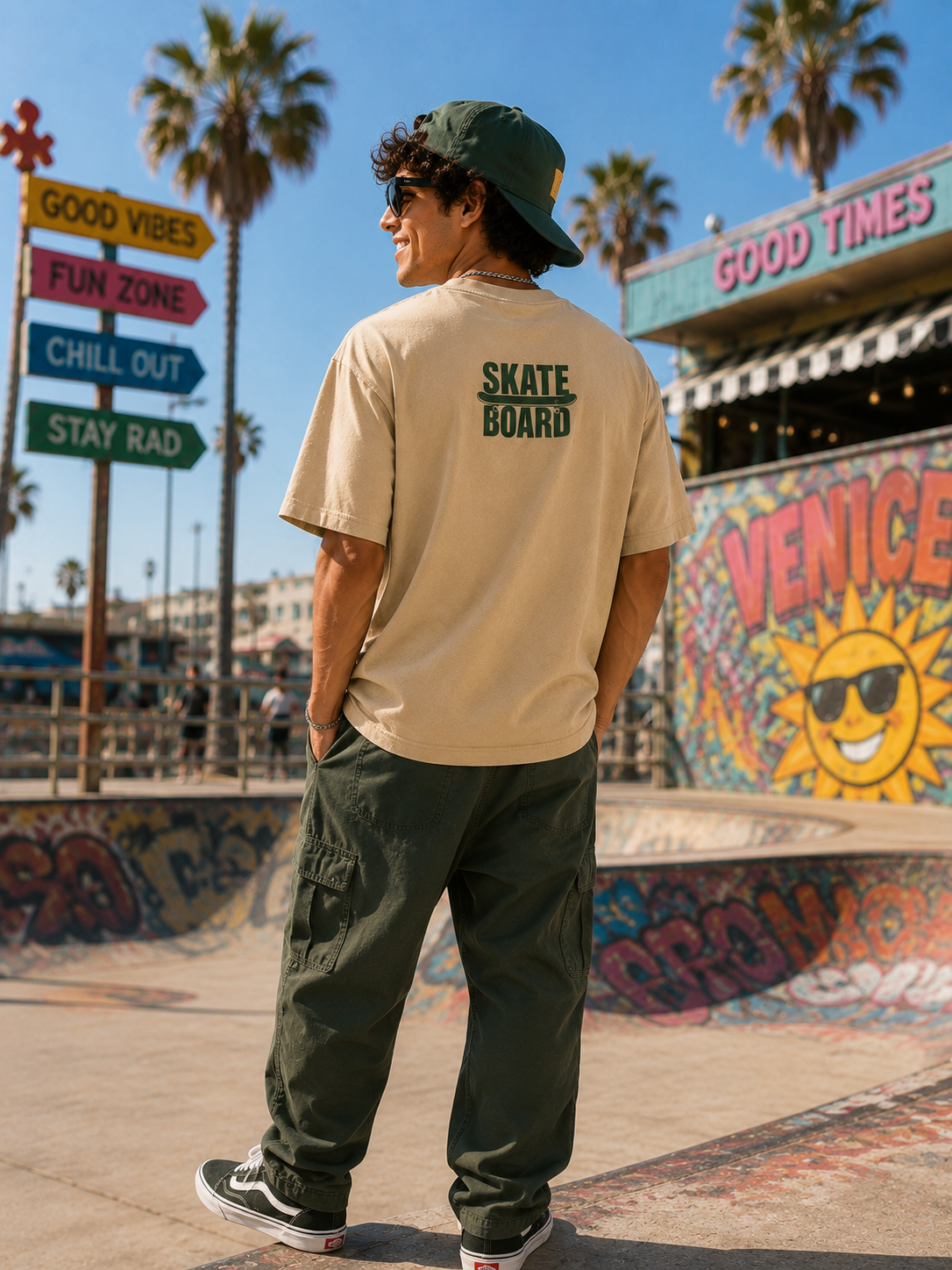 Skateboard Vibes Graphic Oversized T-Shirt for Men