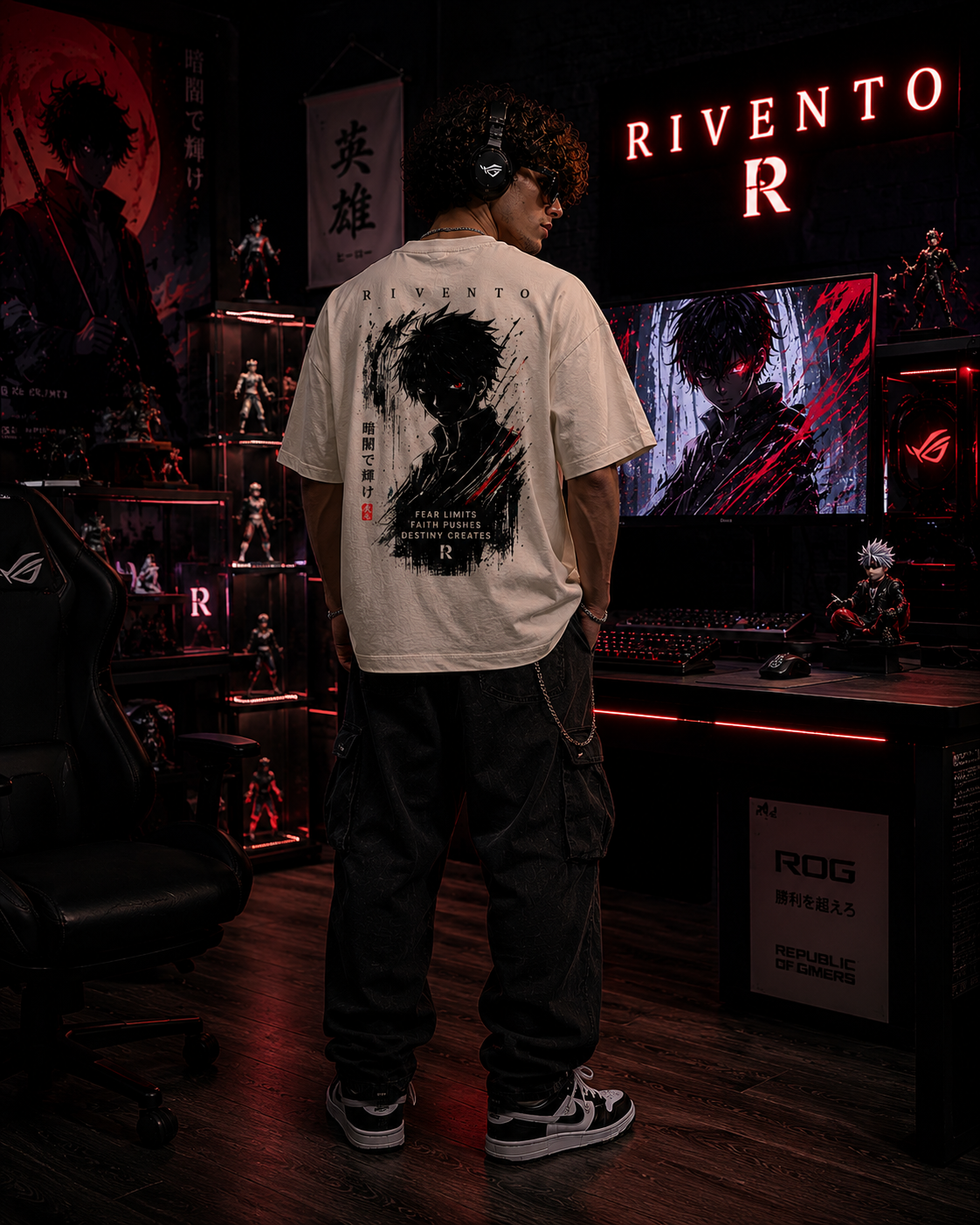 Shadow Reaper Anime Back Print Oversized T-Shirt for Men