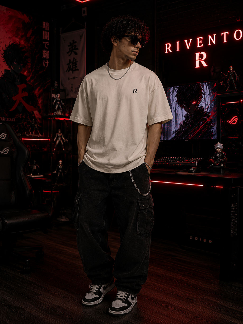 Shadow Reaper Anime Back Print Oversized T-Shirt for Men