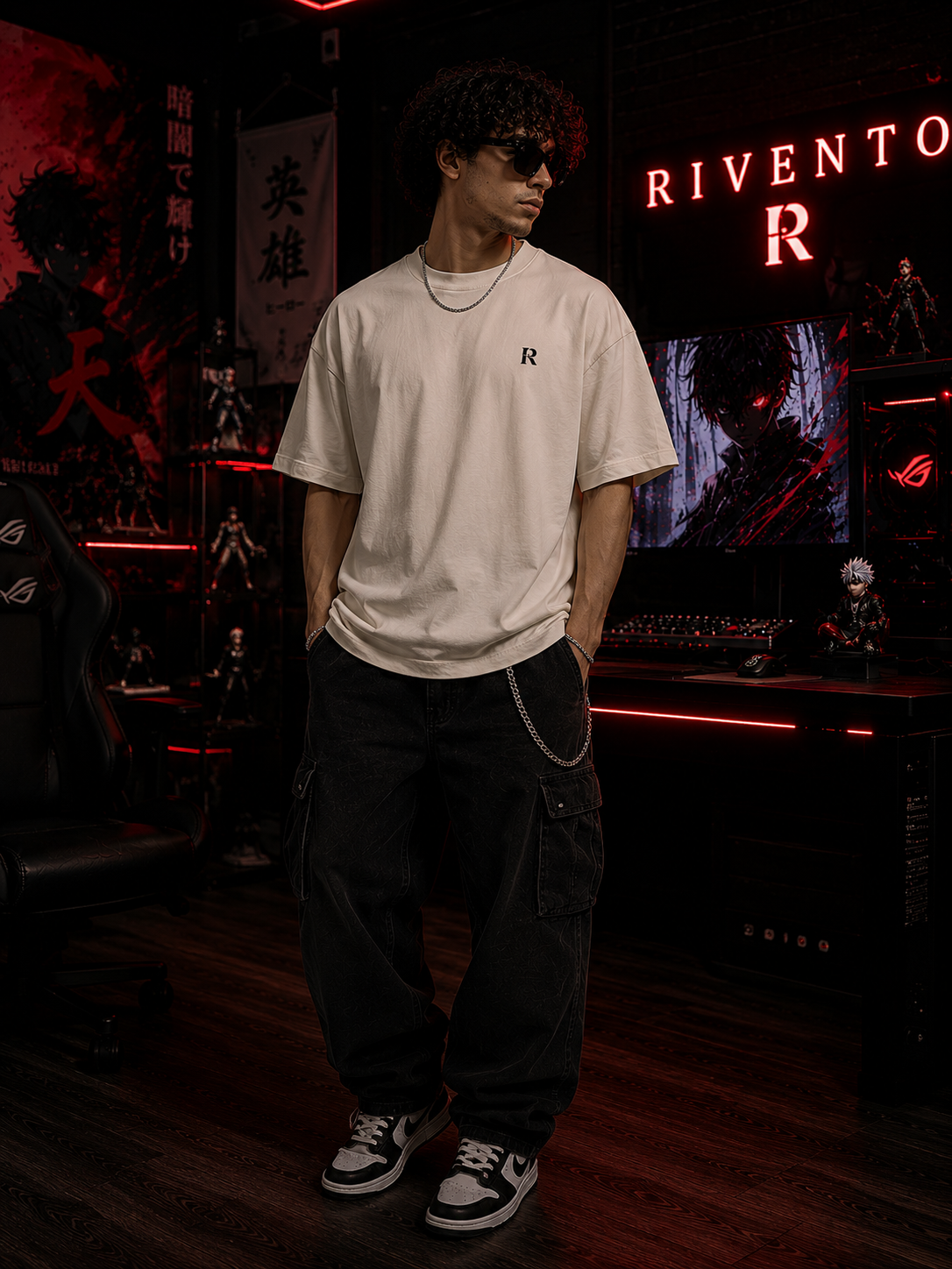 Shadow Reaper Anime Back Print Oversized T-Shirt for Men