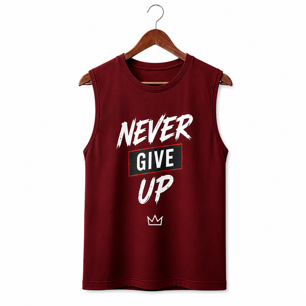 Never Give Up Maroon Men's Graphic Tank Top