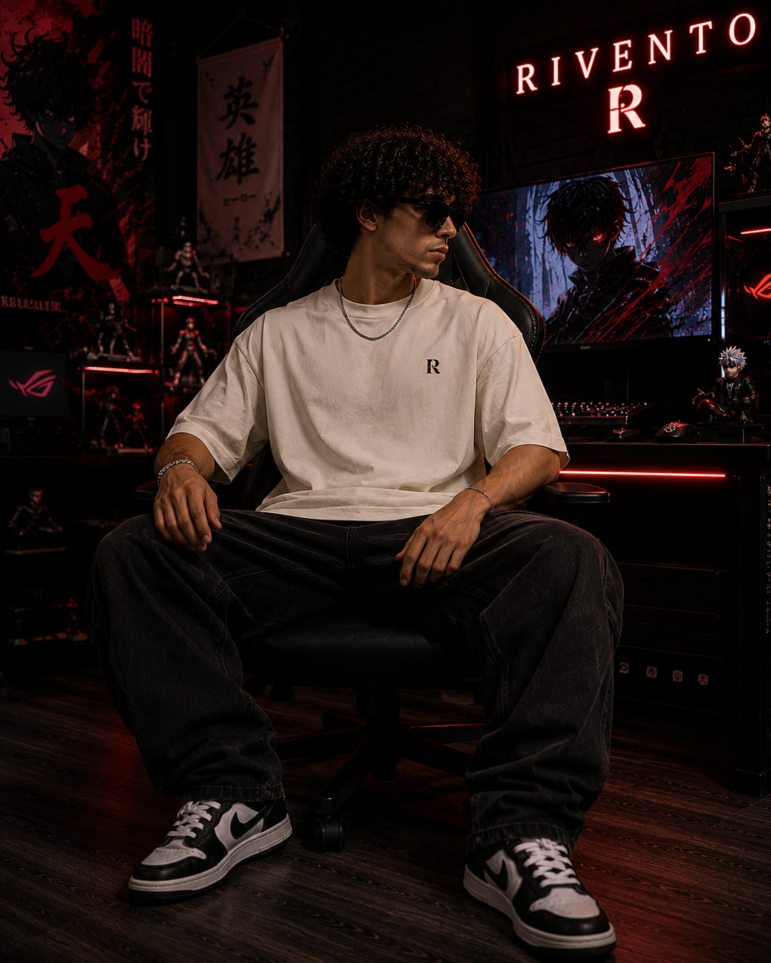 Shadow Reaper Anime Back Print Oversized T-Shirt for Men