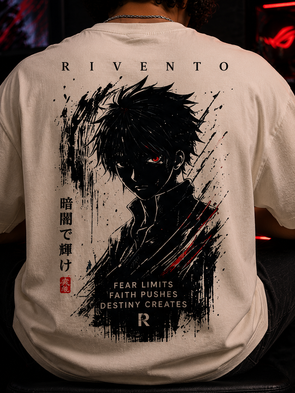 Shadow Reaper Anime Back Print Oversized T-Shirt for Men