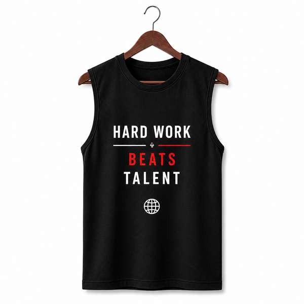 Hard Work Beats Talent Black Men's Graphic Tank Top