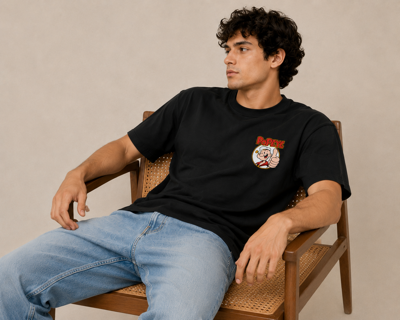 Popeye Sailor Men Classic Fit Cartoon Graphic T-Shirt