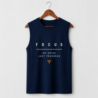 Focus Navy Blue Men's Graphic Tank Top