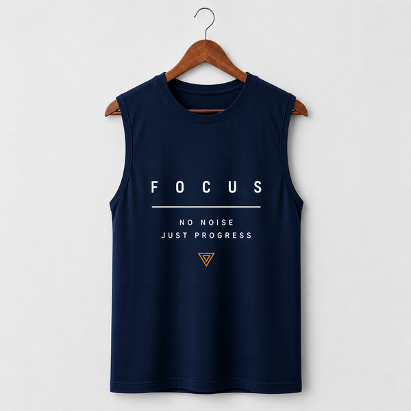 Focus Navy Blue Men's Graphic Tank Top